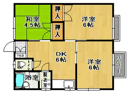 松坂コーポ A(3DK/2階)の間取り写真