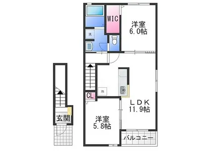 フラワー(2LDK/2階)の間取り写真