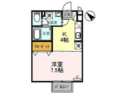 シェルズレイク日根野A(1K/2階)の間取り写真