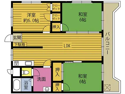 安岐コーポ(3LDK/2階)の間取り写真