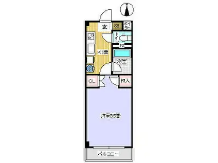 南町ニュータウン D棟(1K/3階)の間取り写真