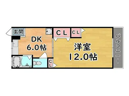 阪急神戸本線 御影駅(阪急) 徒歩18分 3階建 築58年(1DK/2階)の間取り写真