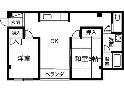 クラウンズマンション城南(2DK/2階)の間取り写真