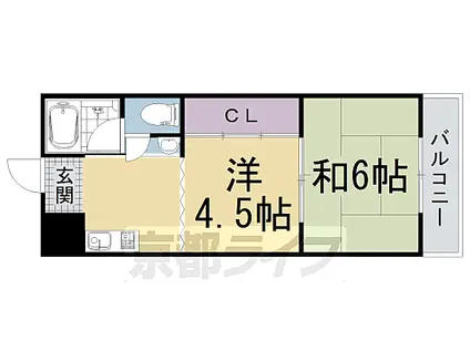 JR片町線(学研都市線) 大住駅 徒歩12分 5階建 築26年(2K/4階)の間取り写真