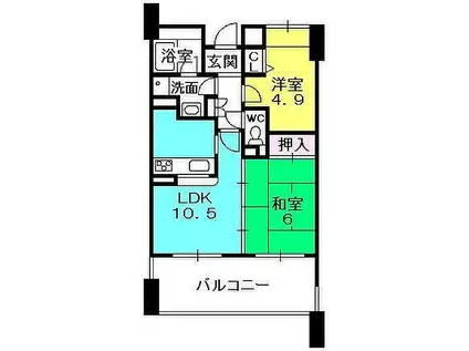 白鷹苦楽園マンション(2LDK/4階)の間取り写真