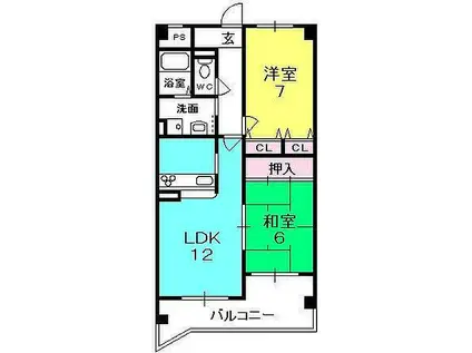KDXレジデンス夙川ヒルズ 4番館(2LDK/6階)の間取り写真