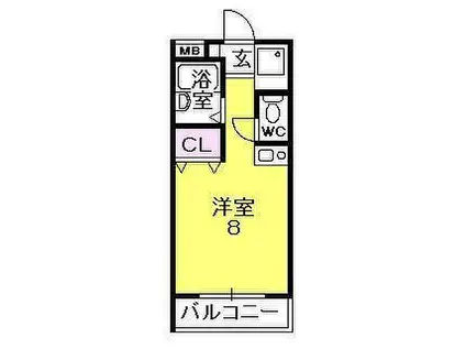 ポルト西宮II(ワンルーム/2階)の間取り写真