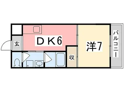 コーポふくい(1DK/2階)の間取り写真