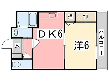 ひまわりハイツ(1DK/2階)の間取り写真