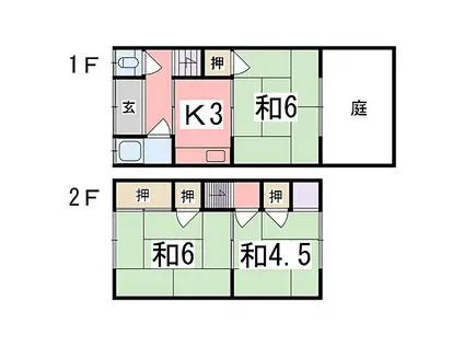 幸栄荘 北棟(3K/1階)の間取り写真