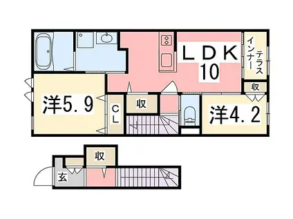 トワ・フィーユII(2LDK/2階)の間取り写真