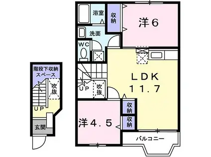 ジョヌフルール(2LDK/2階)の間取り写真