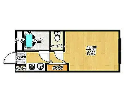 JR片町線(学研都市線) 野崎駅(大阪) 徒歩5分 4階建 築41年(1K/3階)の間取り写真