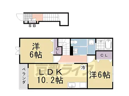 雅 弐番館(2LDK/2階)の間取り写真