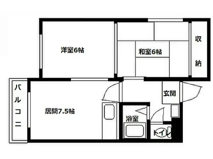 ローヤルハイツ澄川(2DK/1階)の間取り写真