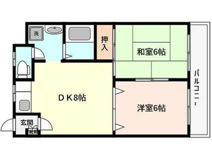 カンタル御影(2DK/1階)の間取り写真