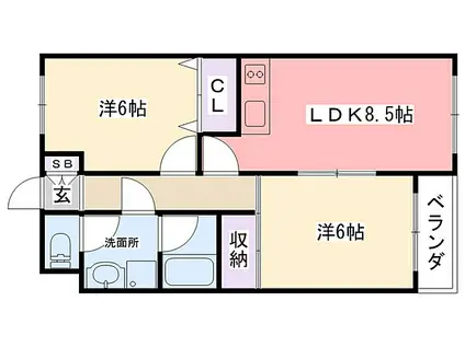 ハイツ栄宏(2LDK/3階)の間取り写真