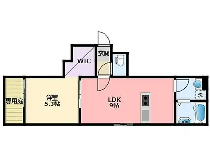 KEY ビレッジ 東鳴尾(1LDK/1階)の間取り写真