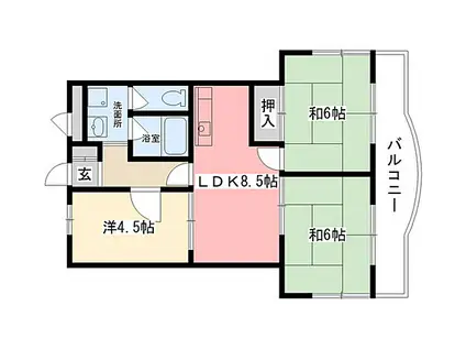 シャルム三田(3DK/3階)の間取り写真