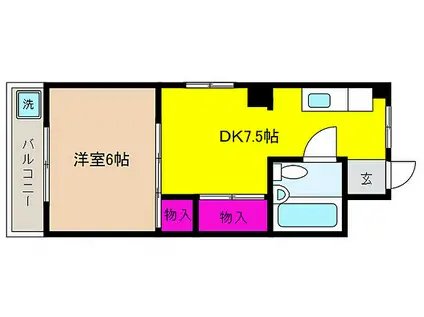 JR東海道・山陽本線 甲南山手駅 徒歩7分 3階建 築43年(1DK/3階)の間取り写真