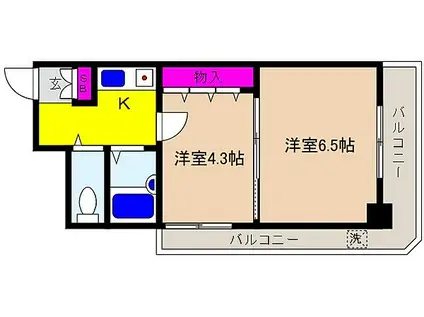 JR東海道・山陽本線 甲南山手駅 徒歩8分 6階建 築37年(2K/3階)の間取り写真