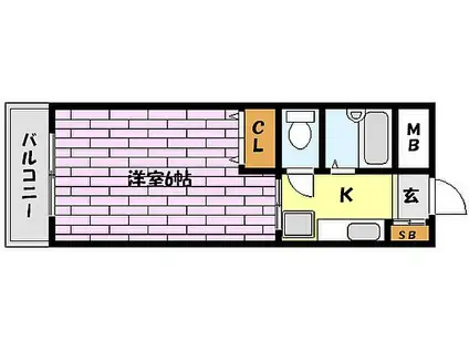 阪急神戸本線 御影駅(阪急) 徒歩25分 2階建 築26年(1K/2階)の間取り写真