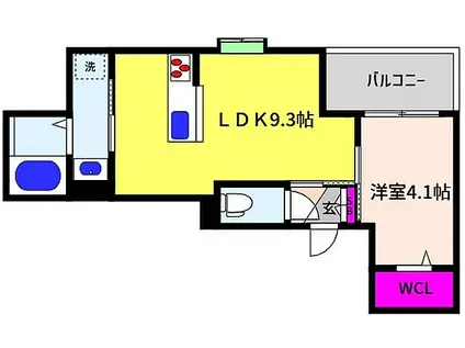 阪神本線 御影駅(阪急) 徒歩7分 4階建 築1年(1LDK/4階)の間取り写真