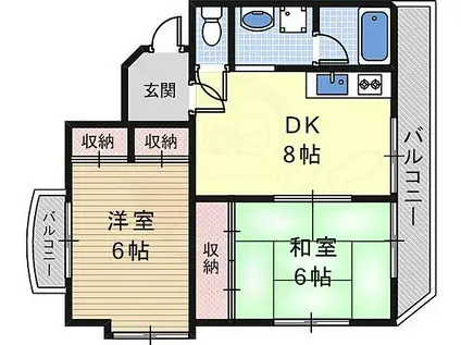 アークマンション(2DK/3階)の間取り写真