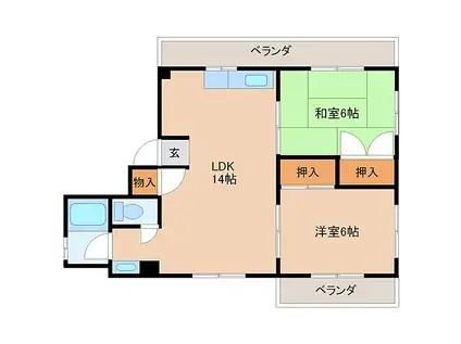 倉本マンション(2LDK/4階)の間取り写真