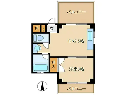 桜木マンション(1DK/4階)の間取り写真