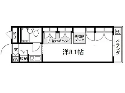 セレーネ田辺III-A(1K/3階)の間取り写真