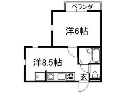 西川ハイツ(1LDK/1階)の間取り写真