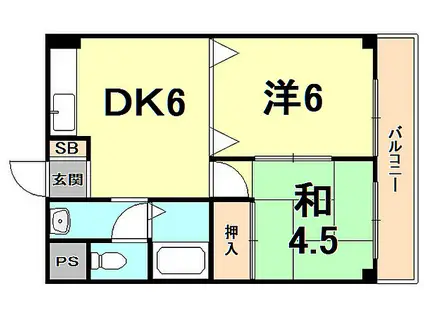 本町アパートメント(2DK/3階)の間取り写真