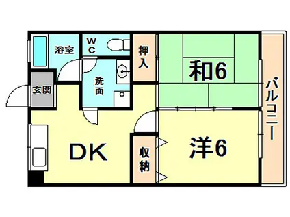 白井マンション(2DK/3階)の間取り写真