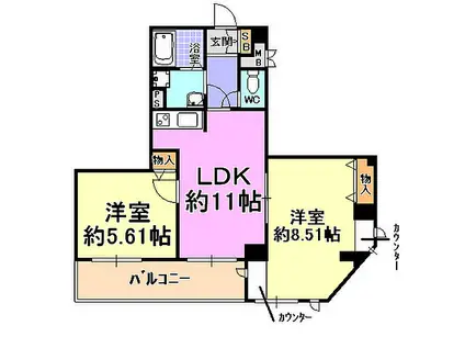 サニーコート芦屋(2LDK/3階)の間取り写真