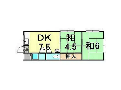 仁川コーポA棟(2DK/3階)の間取り写真