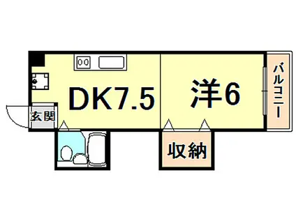 ドミトリー甲子園(1DK/4階)の間取り写真