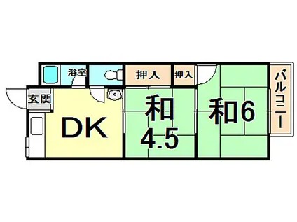 社前ハイツ(2DK/3階)の間取り写真