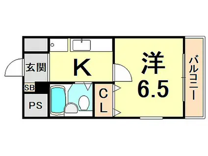 エレガント甲子園(1K/2階)の間取り写真