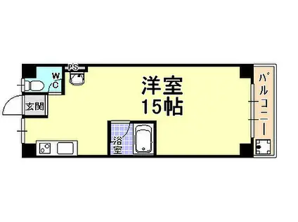 貴和芦屋ハウス(ワンルーム/3階)の間取り写真