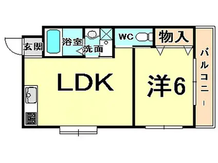 ベル甲子園(1LDK/1階)の間取り写真