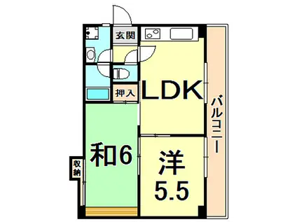 シャレード甲子園(2LDK/2階)の間取り写真