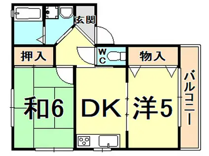 JMIコート(2DK/2階)の間取り写真