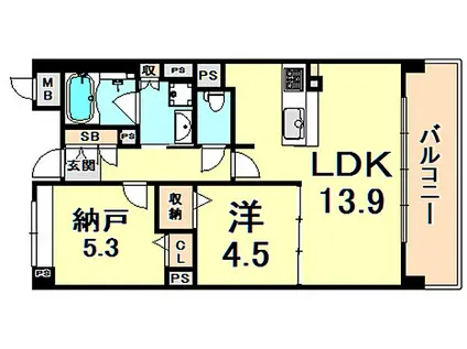 セリシール夙川苦楽園(1SLDK/3階)の間取り写真