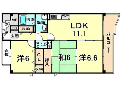 KDXレジデンス夙川ヒルズ 1番館(3LDK/5階)の間取り写真