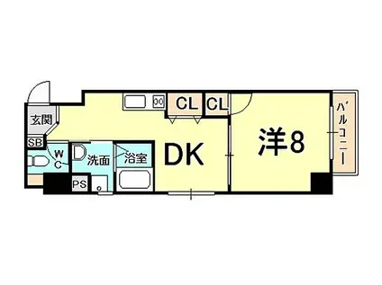 サムティ夙川レジデンス(1DK/3階)の間取り写真