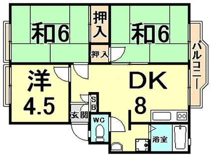 サニーハイツ東甲子園(3DK/1階)の間取り写真