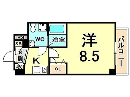 セレニテ甲子園I(1K/5階)の間取り写真