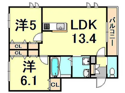 ステラハウス(2LDK/1階)の間取り写真