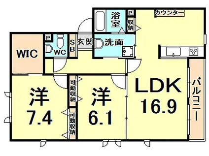 シャーメゾン丸橋 A(2LDK/2階)の間取り写真